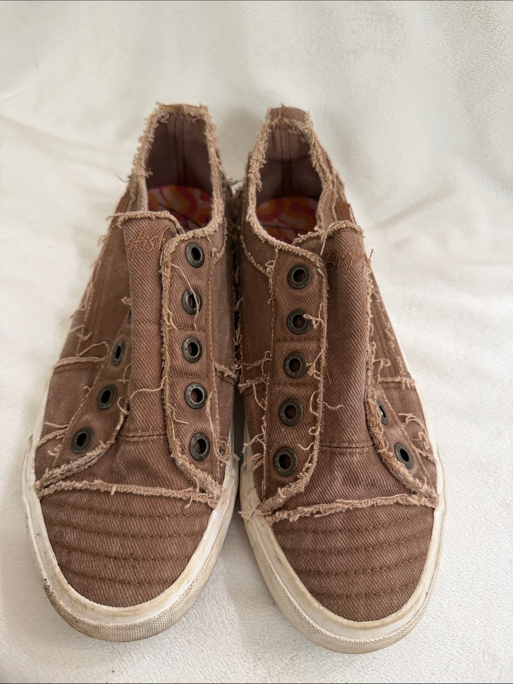 Blowfish Brown Frayed Canvas Slip-On Sneakers
